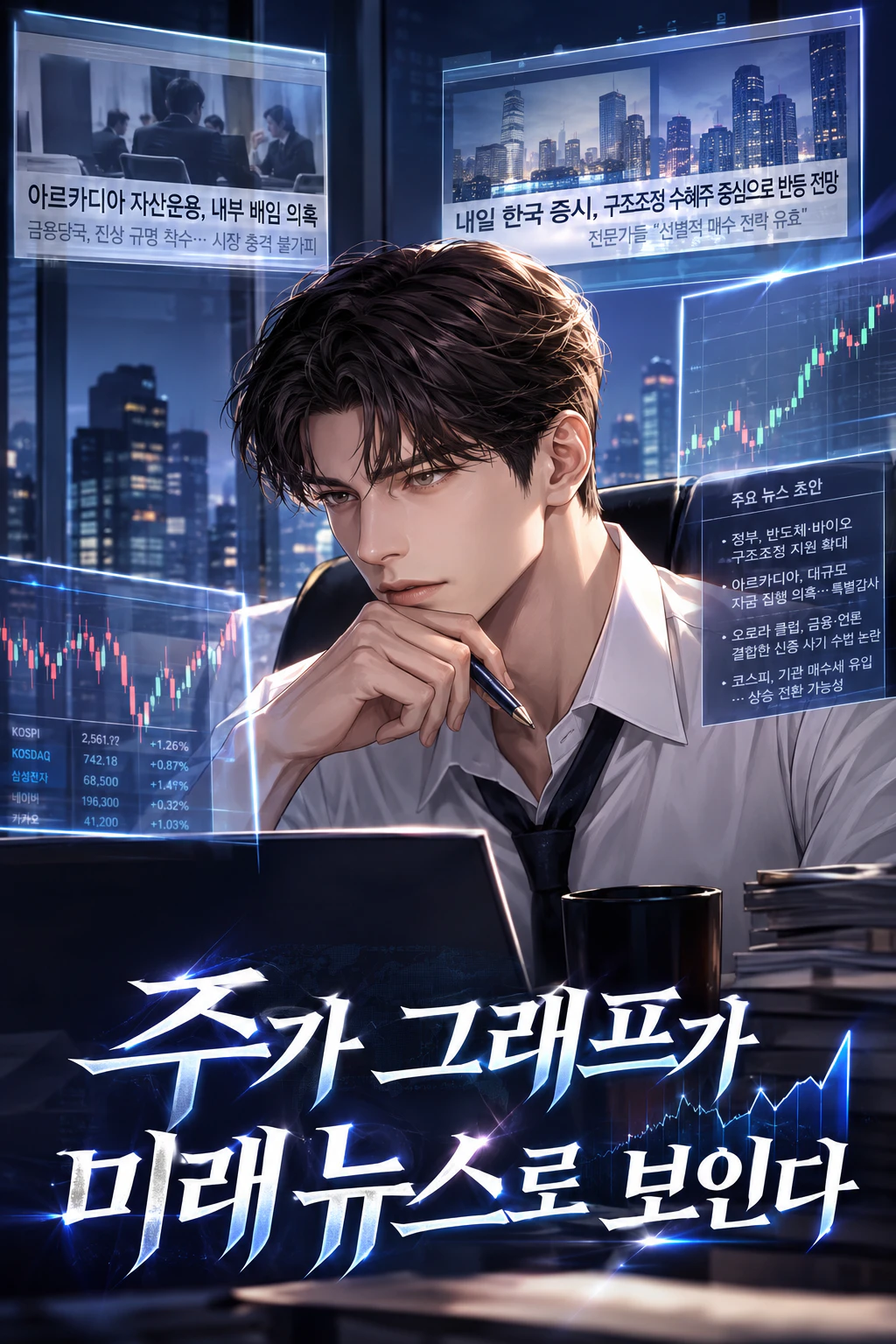 주가 그래프가 미래 뉴스로 보인다 표지